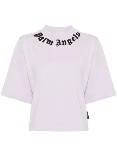 Palm Angels Logo-print Cotton T-shirt In Purple