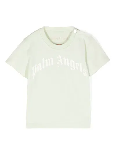 Palm Angels Babies' Logo-print T-shirt In Green