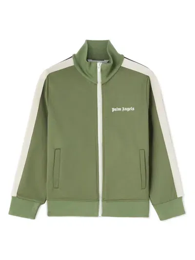 Palm Angels Kids' Logo-print Track Jacket In Green