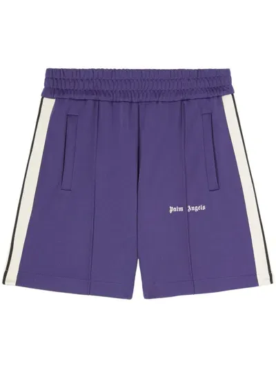 Palm Angels Logo-print Track Shorts In Blue