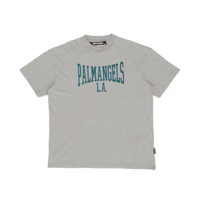 Palm Angels Logo Printed Crewneck T-shirt In Melange Gr