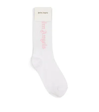 Palm Angels Kids' Logo Socks In White