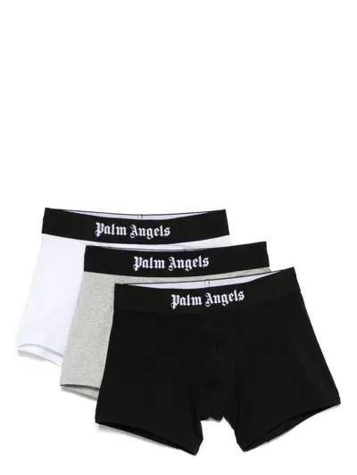 Palm Angels Logo-waistband Boxers (set Of Three) In Multicolor Black