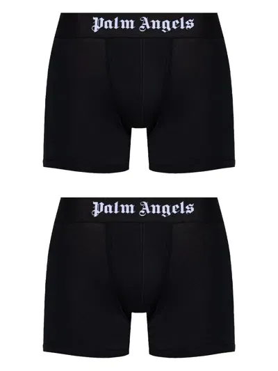 Palm Angels Logo-waistband Boxers (set Of Two) In Black