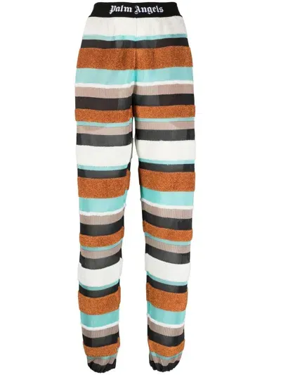 Palm Angels Logo-waistband Striped Knitted Track Pants In Multicolor