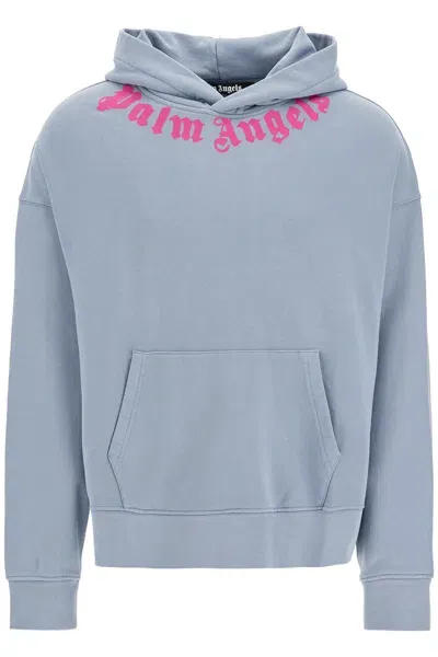 Palm Angels Logoed Boxy Hoodie With Hood In Gray