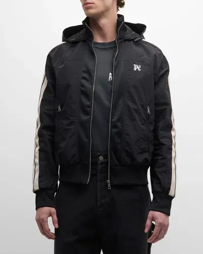 Palm Angels Men's Paneled Monogram Track Jacket In Black Off White