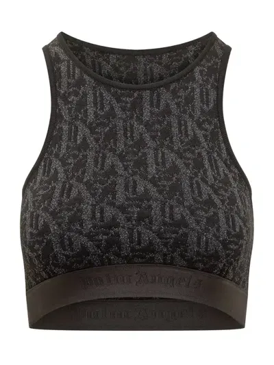 Palm Angels Monogram Bra Top In Black