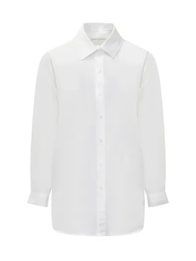 Palm Angels Monogram Embroidered Buttoned Shirt In White