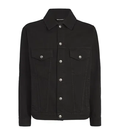 Palm Angels Monogram-embroidered Denim Jacket In Black