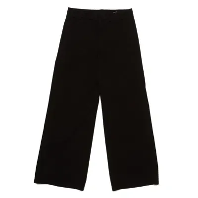 Palm Angels Monogram Embroidered Wide Leg Trousers In Black