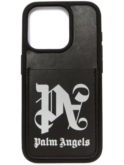 Palm Angels Monogram Iphone 15 Case In Black