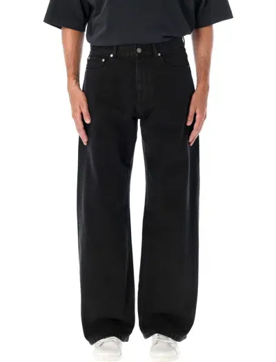 Palm Angels Monogram Loose Denim Pant In Black