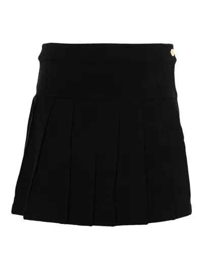 Palm Angels Monogram Pleated Skirt In Black