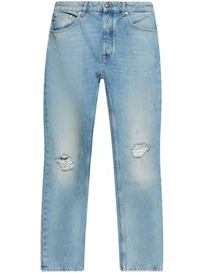 Palm Angels Monogram-print Jeans In Blue