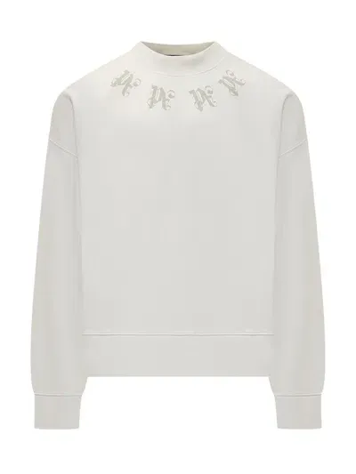 Palm Angels Monogram-print Cotton Sweatshirt In White