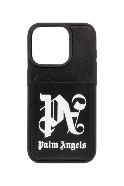 Palm Angels Monogram Printed Iphone 14 Pro Case In Black