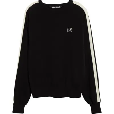 Palm Angels Monogram Track Stripe Crewneck Sweater In Multicolor