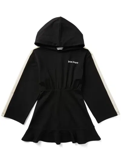 Palm Angels Kids' New Track Hoodie Dress In Black