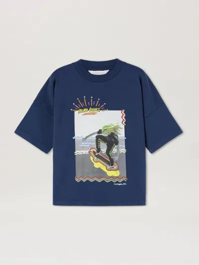 Palm Angels Oversize T-shirt La In Blue