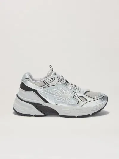 Palm Angels Pa 4 Leather Sneakers In Grey