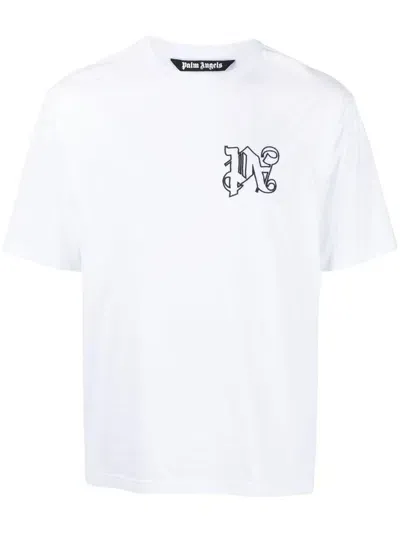 Palm Angels Pa Monogram Regular Tee In White,black