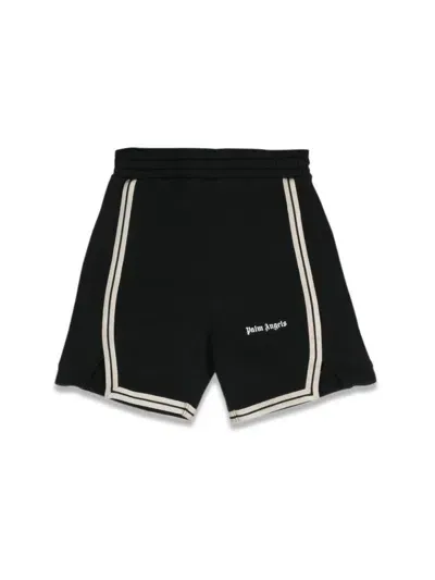 Palm Angels Kids' Bermudas A Rayas Con Detalle Del Logo In Black