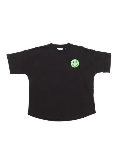 Palm Angels Kids' Pa X Smiley Over T-shirt S/s Black Green