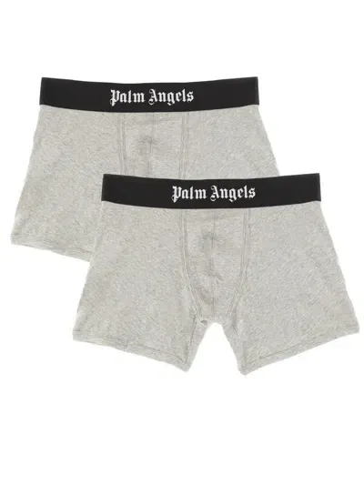 Palm Angels Pack Of Two Boxers With Logo In Grey