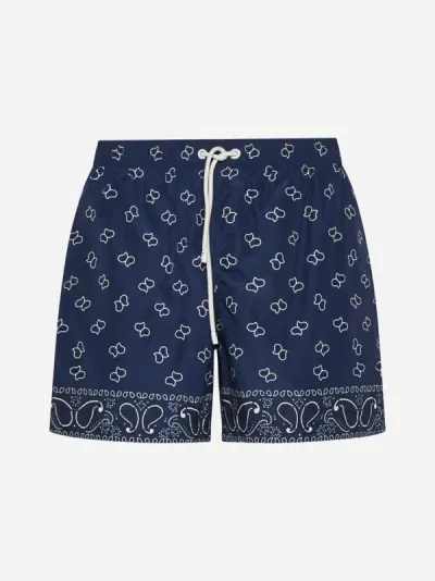 Palm Angels Paisley-print Swim Shorts In Navy Blue