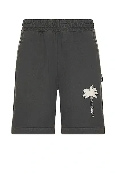 Palm Angels Palm Gd Sweatshort In Dark Grey & Off White