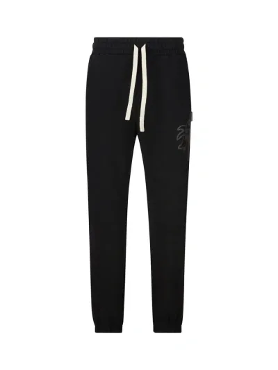 Palm Angels Palm Printed Drawstring Pants In Blackblack