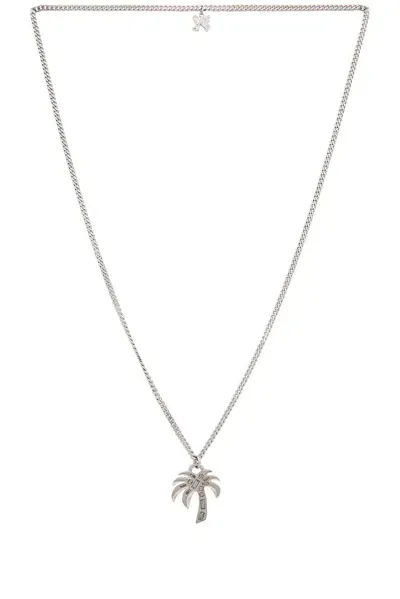 Palm Angels Palm Strass Necklace In Silver