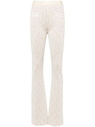 Palm Angels Flared Trousers With Medium Rise In Bianco