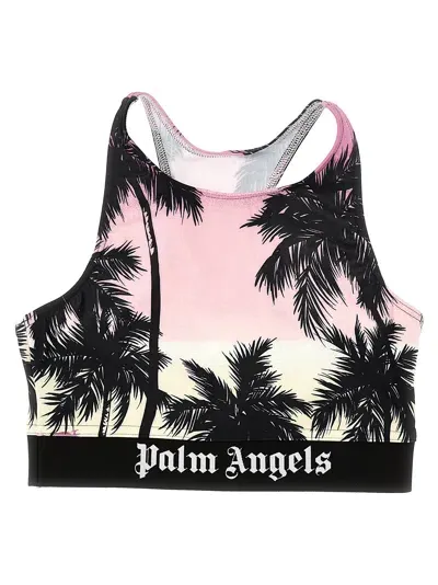 Palm Angels 'pink Sunset Logo' Sporty Top' In Multi