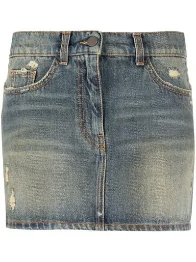 Palm Angels Jeansrock Im Distressed-look In Blue