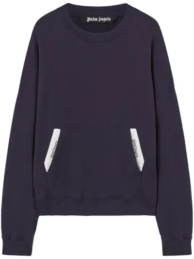 Palm Angels Sartorial Tape Crew-neck Sweatshirt In Navy