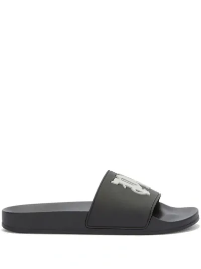 Palm Angels Logo Pool Sliders In Black