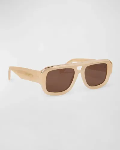 Palm Angels Stockton Sand Acetate Aviator Sunglasses In Sand Brown