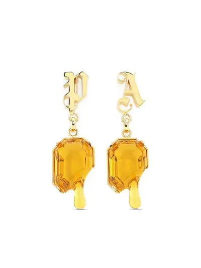 Palm Angels Stone-pendant Earrings In Gold