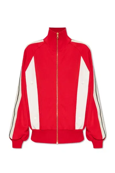 Palm Angels Stripe-detail Track Jacket In Red