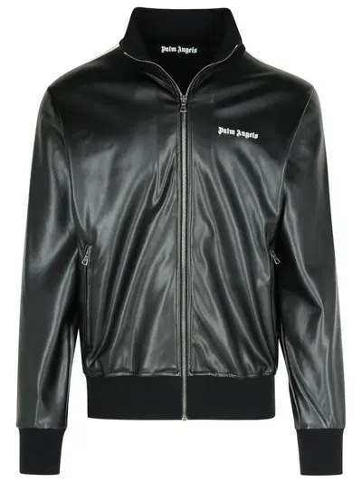 Palm Angels Track Leather Black Polyester Blend Sweatshirt