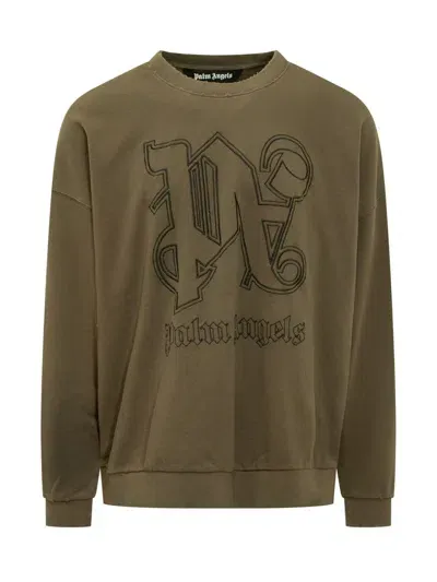 Palm Angels Crewneck Sweatshirt In Green