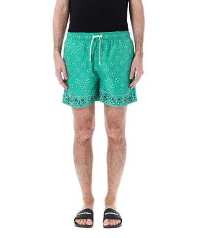 Palm Angels Swim Shorts In Green