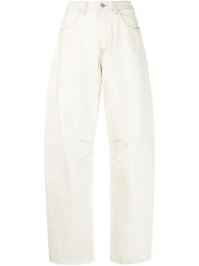 Palm Angels Tapered High-waisted Jeans In Neutrals