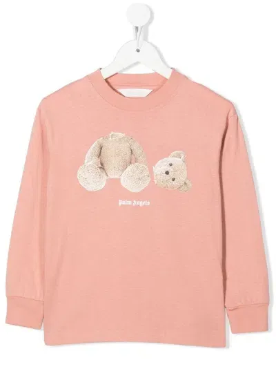 Palm Angels Teddy Bear-print Cotton Sweatshirt In Rosa