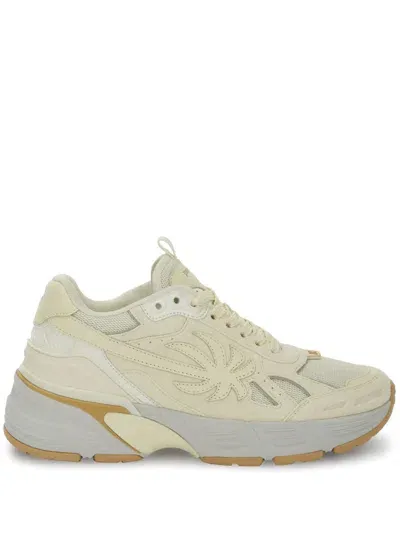 Palm Angels The Palm Runner Leather Sneakers In Neutrals