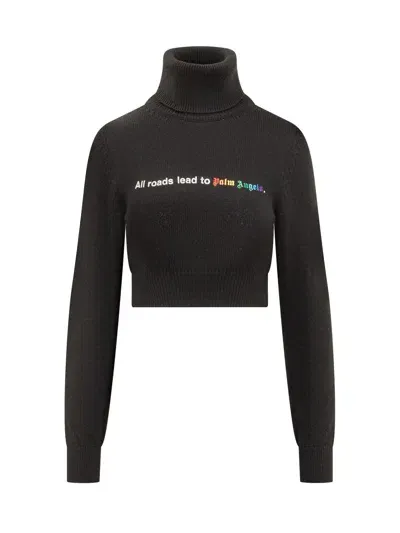 Palm Angels Turtleneck Sweater In Black