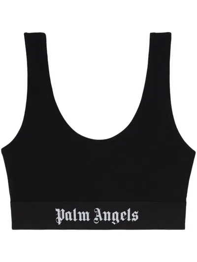 Palm Angels Logo-underband Scoop-neck Bra In Black