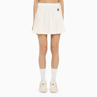 Palm Angels White Cotton Miniskirt